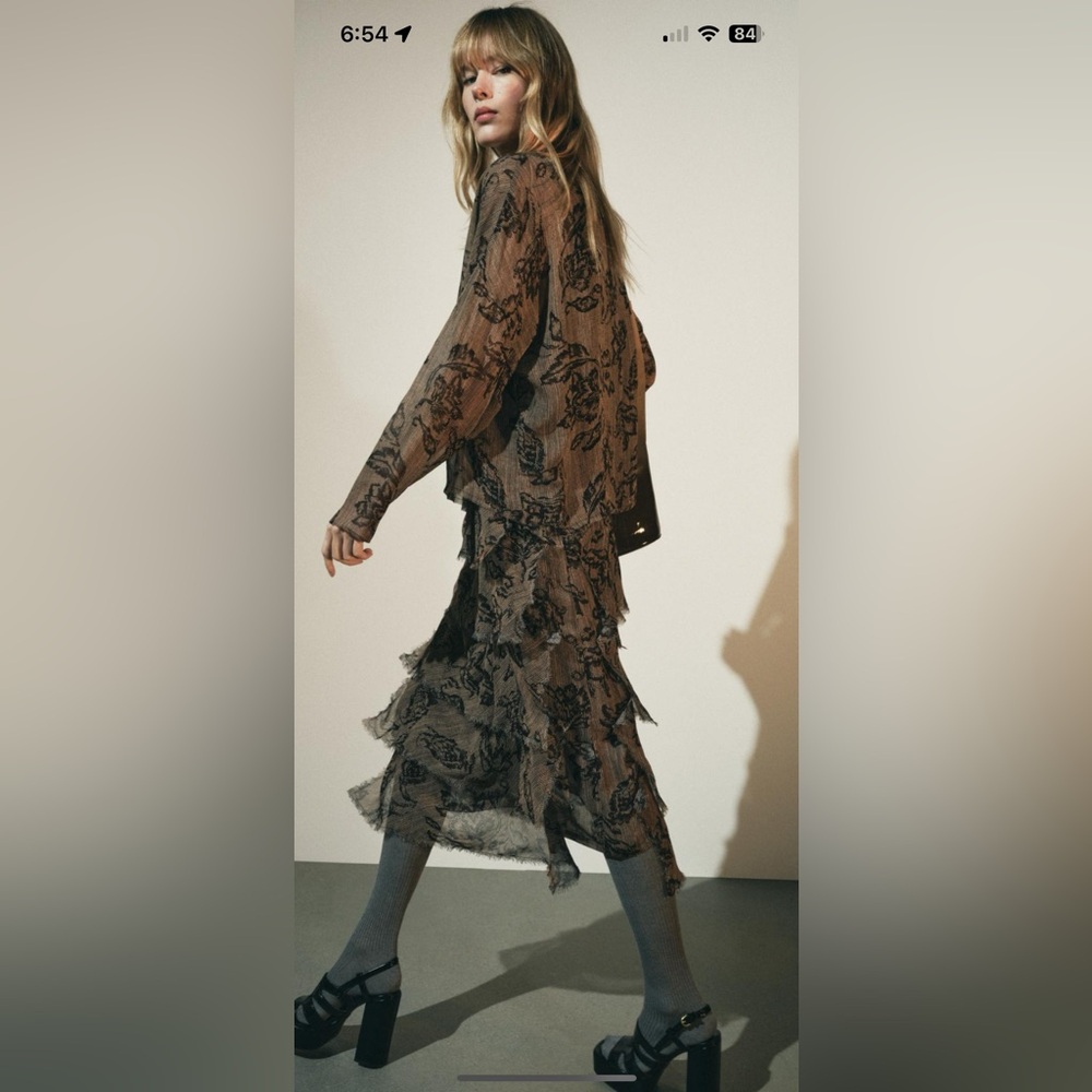 Zara printed ruffle dress ZW collection Xl